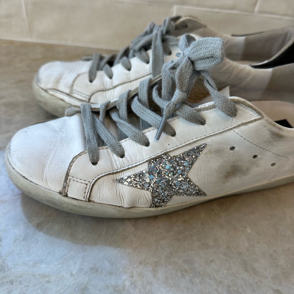 Golden goose size 37. Black, white, silver